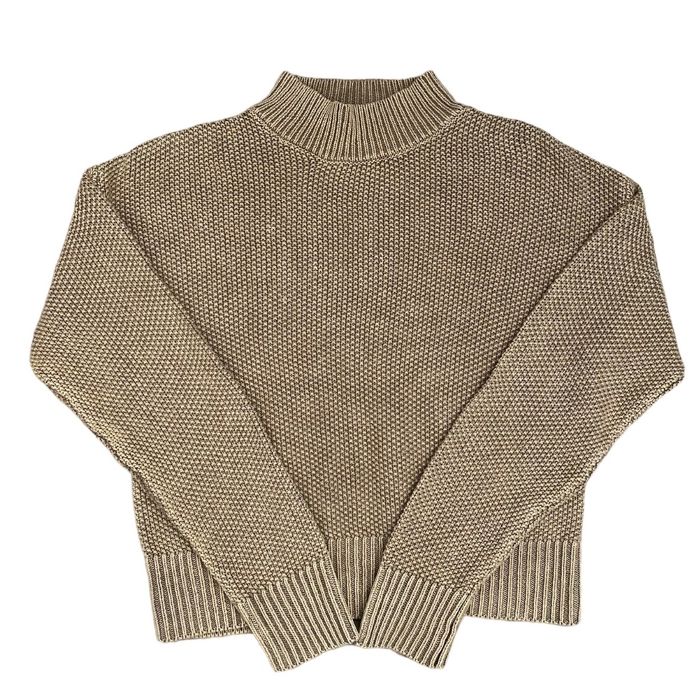 Acid Wash Knit Turtleneck Sweater